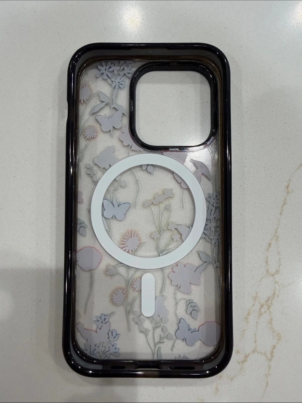 Casetify Black Butterfly & Floral Clear MagSafe iPhone Case Apple 15 Pro